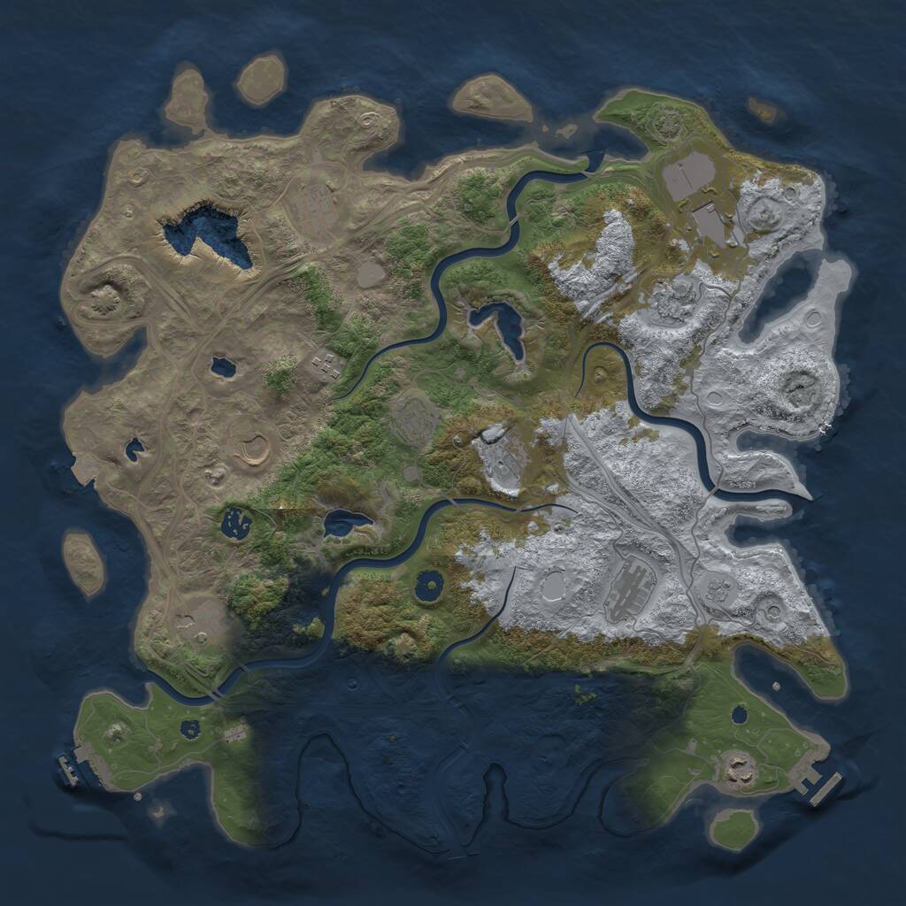 Rust Map: Procedural Map, Size: 4500, Seed: 1066962090, 17 Monuments