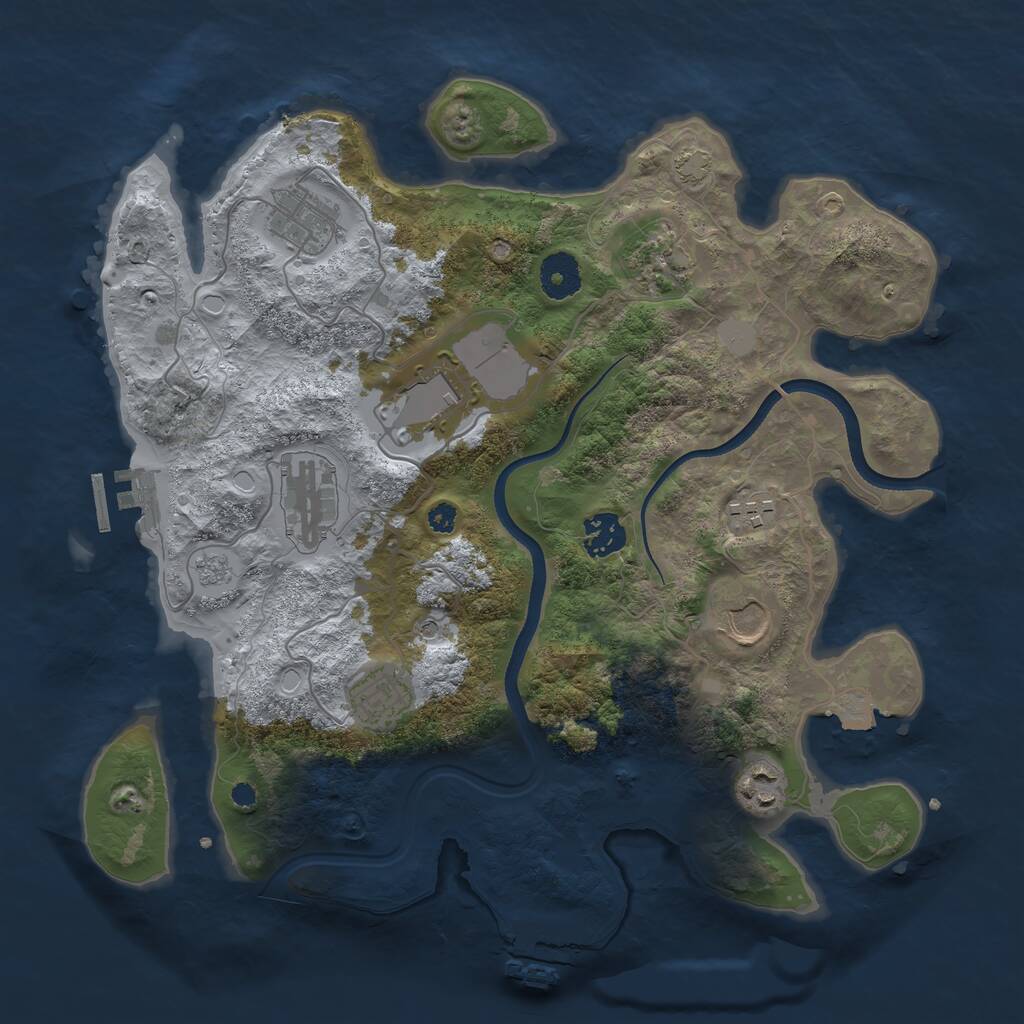 Rust Map: Procedural Map, Size: 3500, Seed: 379164829, 15 Monuments