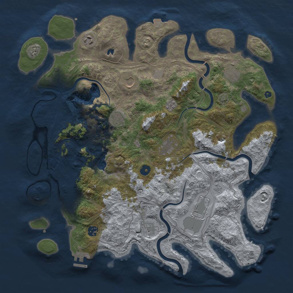 Rust Map: Procedural Map, Size: 4250, Seed: 597627257, 14 Monuments