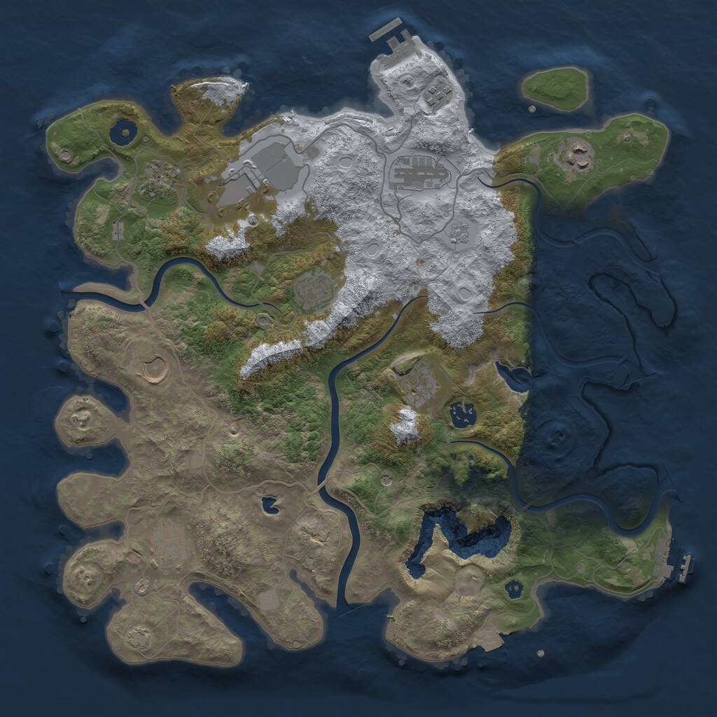 Rust Map: Procedural Map, Size: 4000, Seed: 1910902075, 16 Monuments