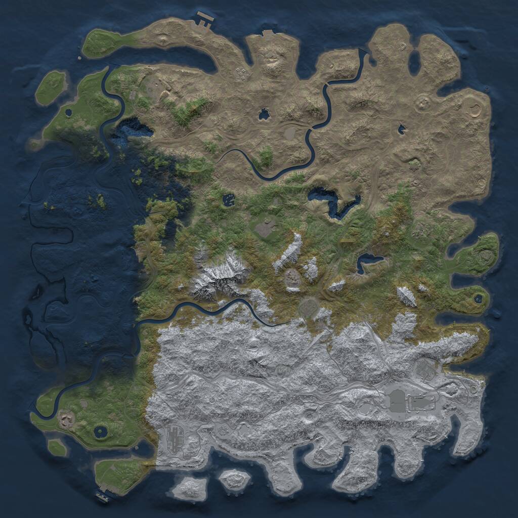 Rust Map: Procedural Map, Size: 6000, Seed: 1991878138, 17 Monuments