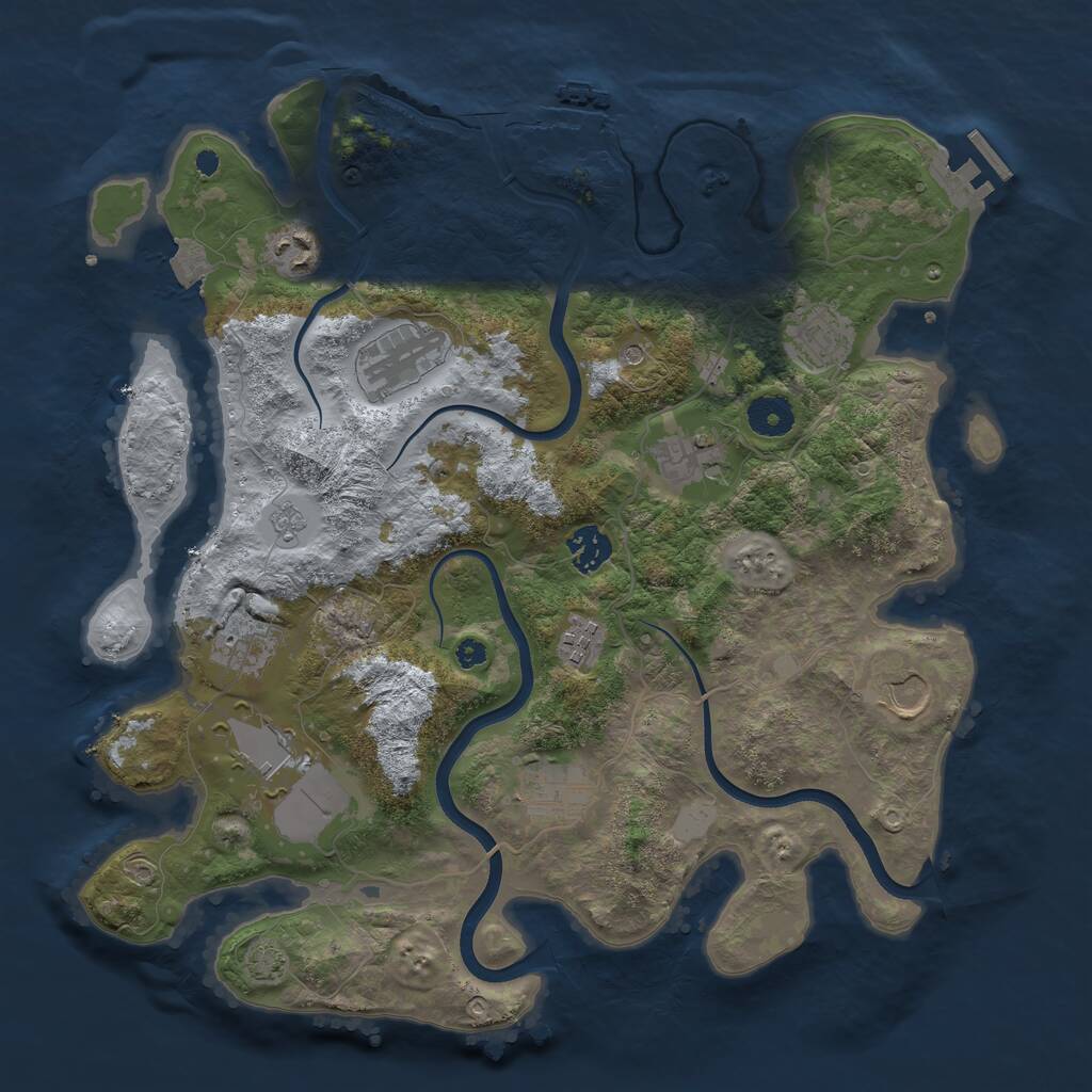 Rust Map: Procedural Map, Size: 3700, Seed: 326951406, 16 Monuments