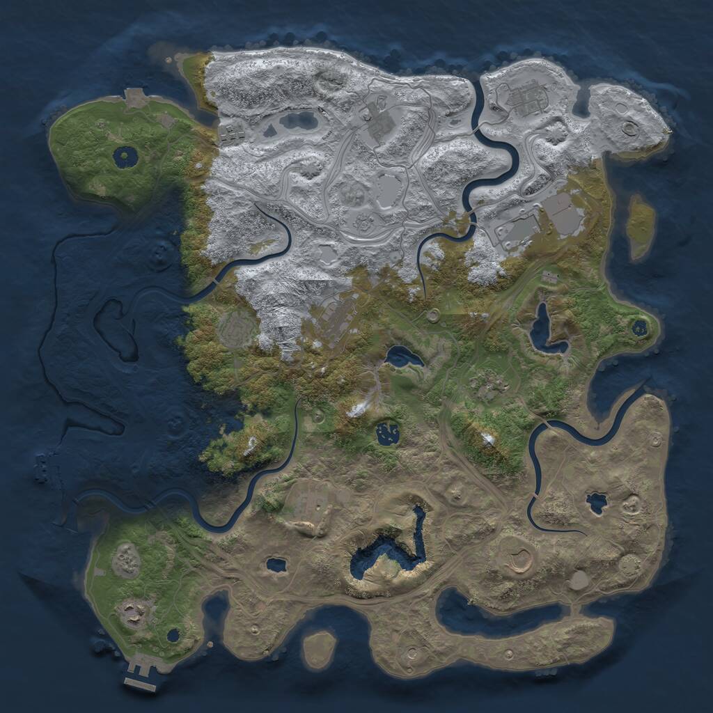 Rust Map: Procedural Map, Size: 4500, Seed: 2079400114, 17 Monuments