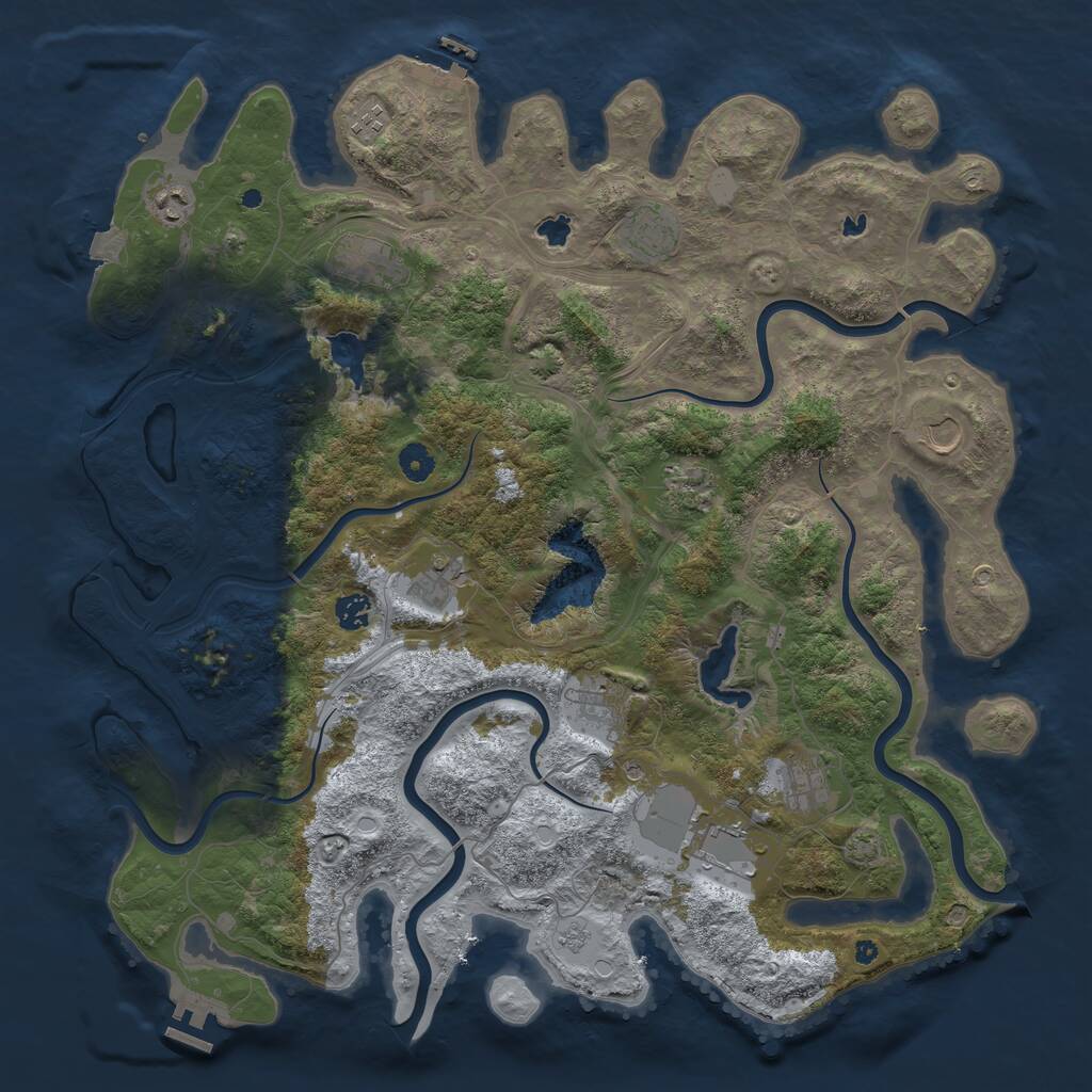 Rust Map: Procedural Map, Size: 4500, Seed: 1207632831, 17 Monuments