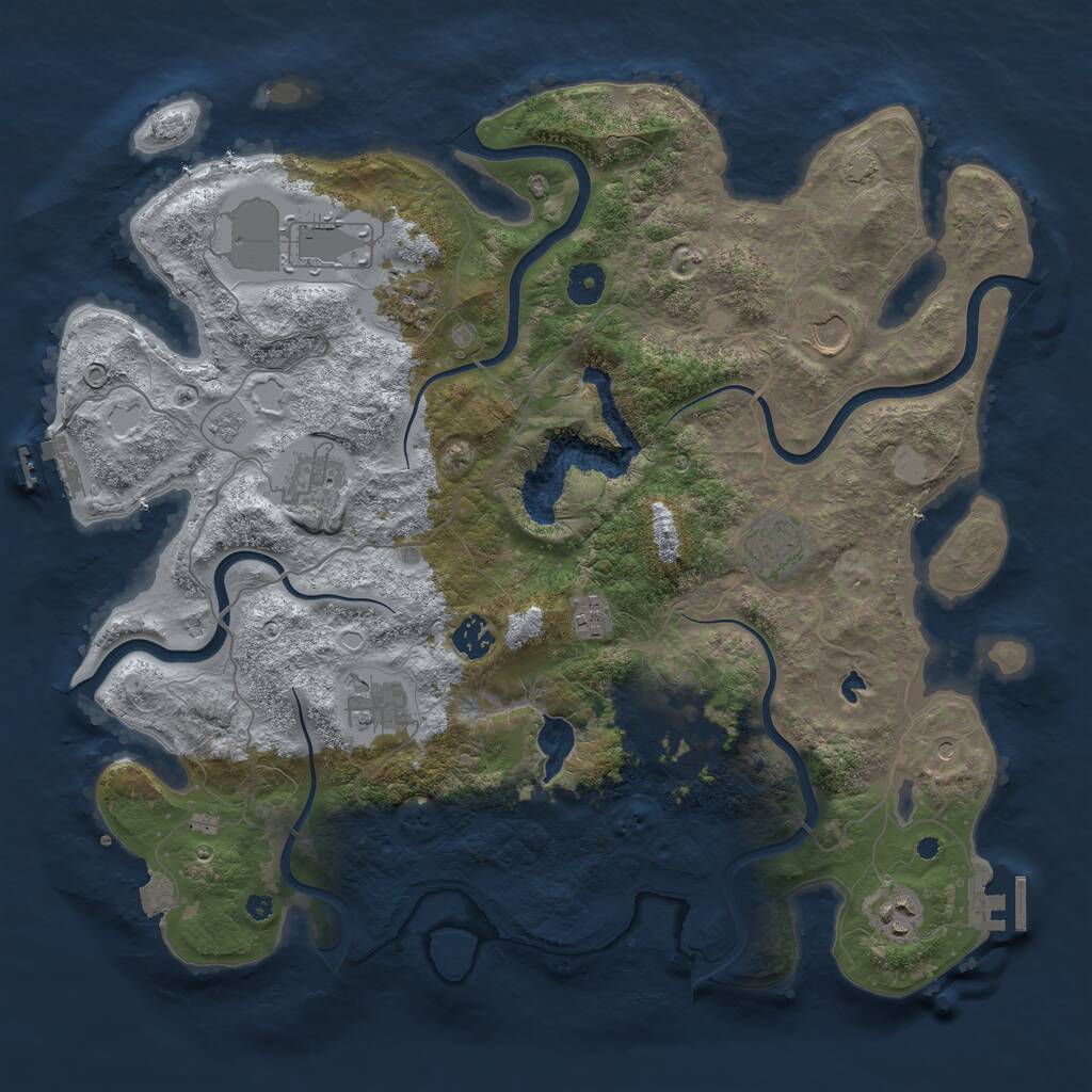 Rust Map: Procedural Map, Size: 4050, Seed: 1023753367, 16 Monuments