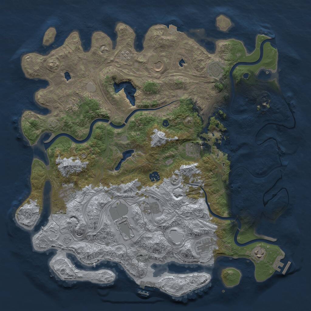 Rust Map: Procedural Map, Size: 4500, Seed: 999112807, 17 Monuments