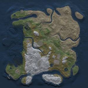 Thumbnail Rust Map: Procedural Map, Size: 3950, Seed: 1075892530, 15 Monuments