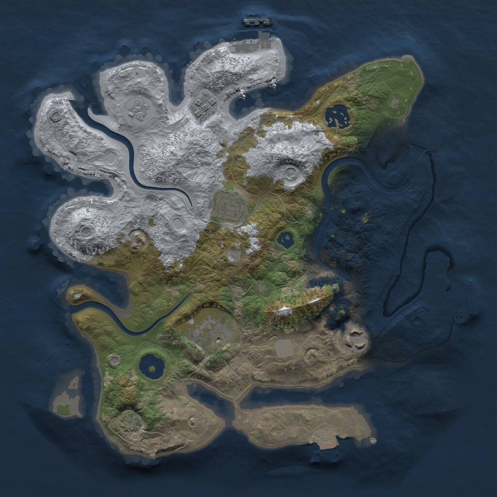 Rust Map: Procedural Map, Size: 3000, Seed: 16033, 11 Monuments