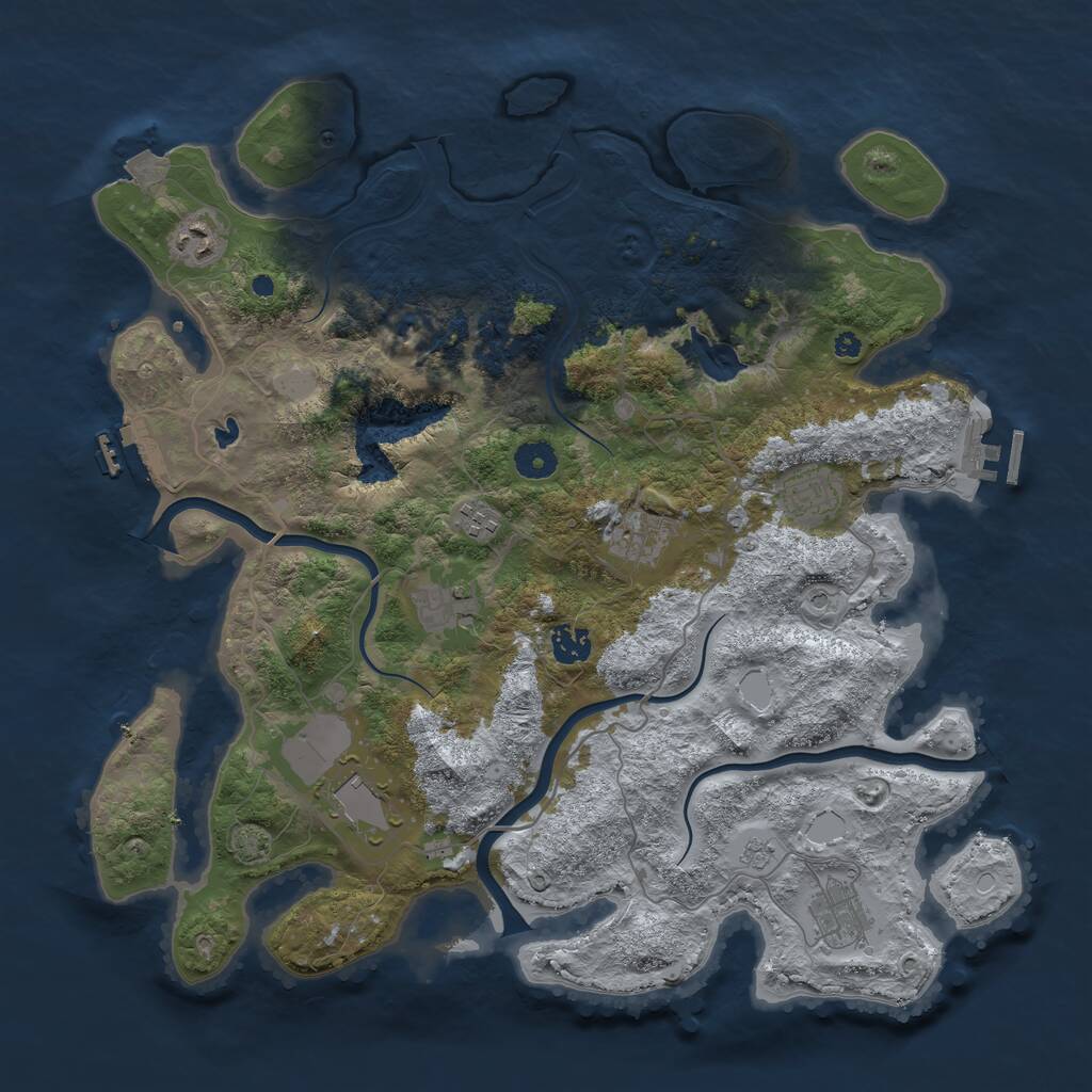 Rust Map: Procedural Map, Size: 4050, Seed: 308896906, 14 Monuments