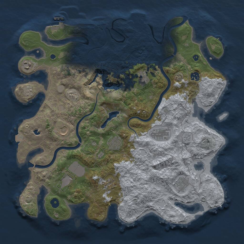 Rust Map: Procedural Map, Size: 4000, Seed: 243380273, 16 Monuments