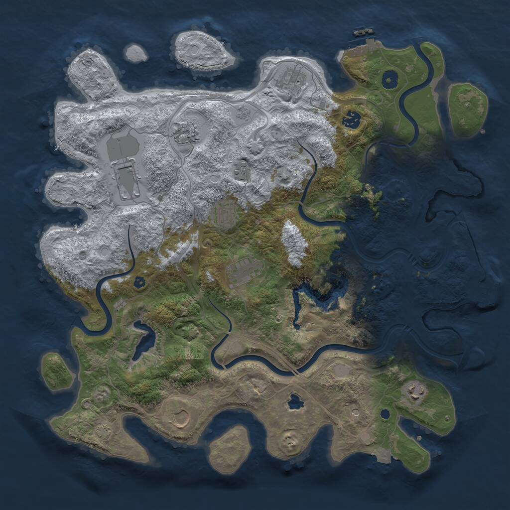 Rust Map: Procedural Map, Size: 4250, Seed: 1821304618, 15 Monuments
