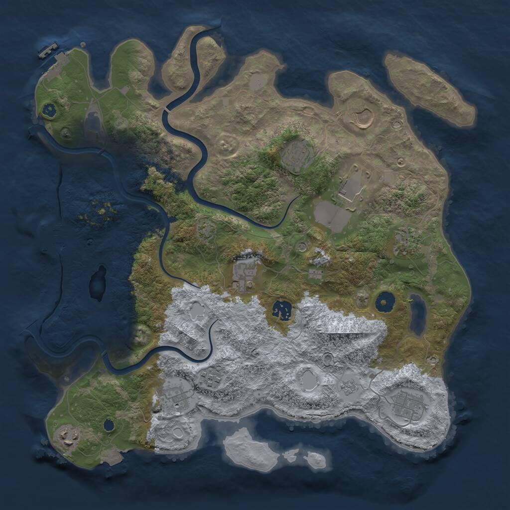 Rust Map: Procedural Map, Size: 3800, Seed: 19920441, 16 Monuments