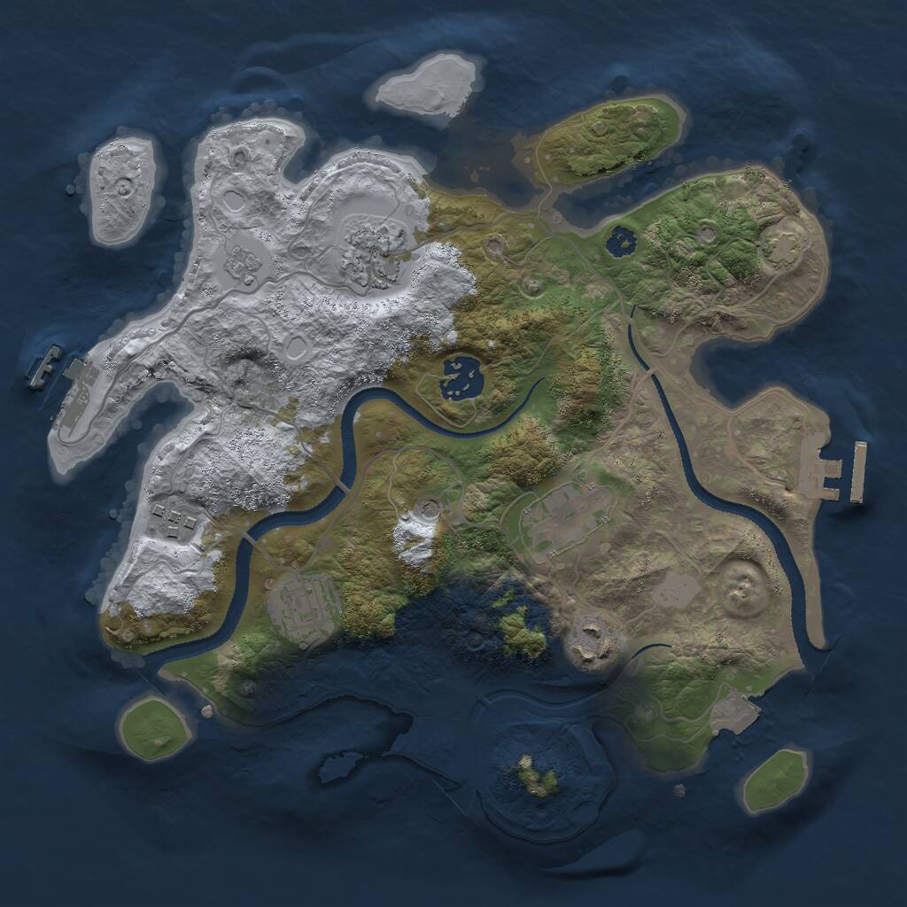 Rust Map: Procedural Map, Size: 3000, Seed: 30250, 12 Monuments