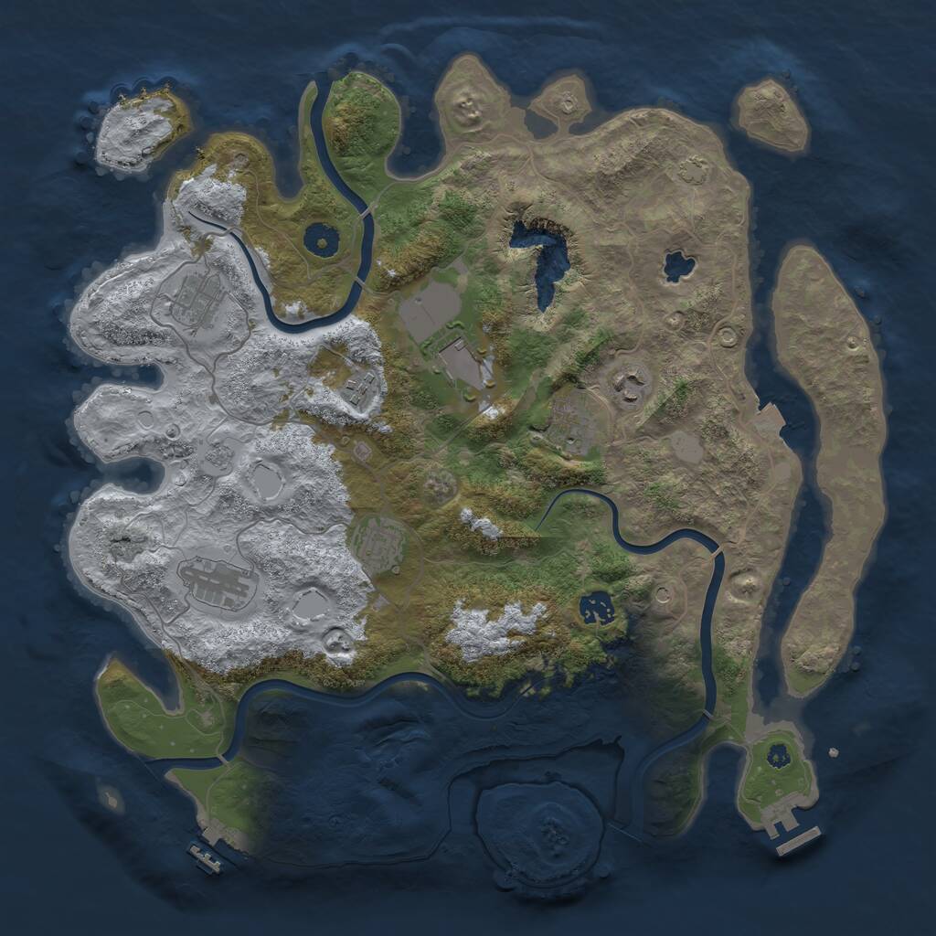 Rust Map: Procedural Map, Size: 4000, Seed: 294059655, 14 Monuments