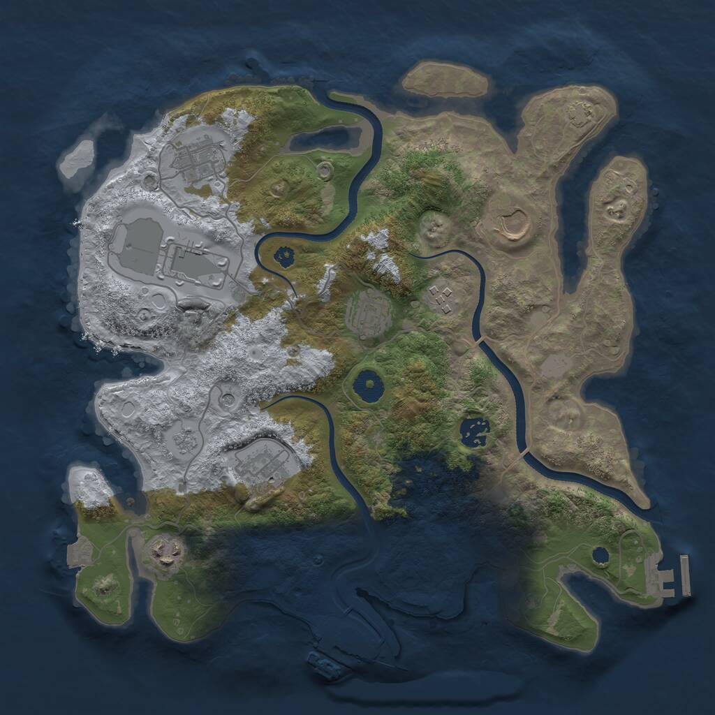 Rust Map: Procedural Map, Size: 3500, Seed: 858118, 14 Monuments
