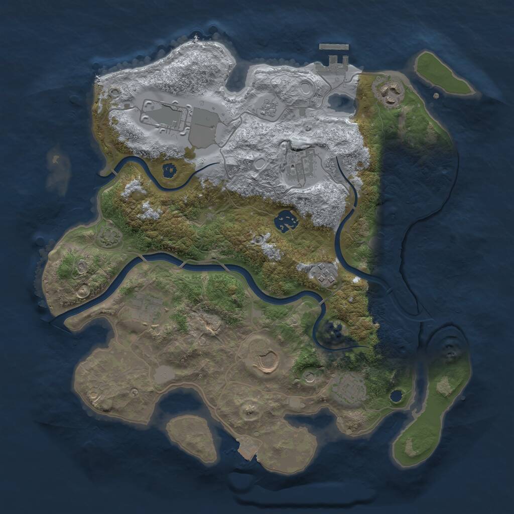 Rust Map: Procedural Map, Size: 3500, Seed: 1750149067, 13 Monuments