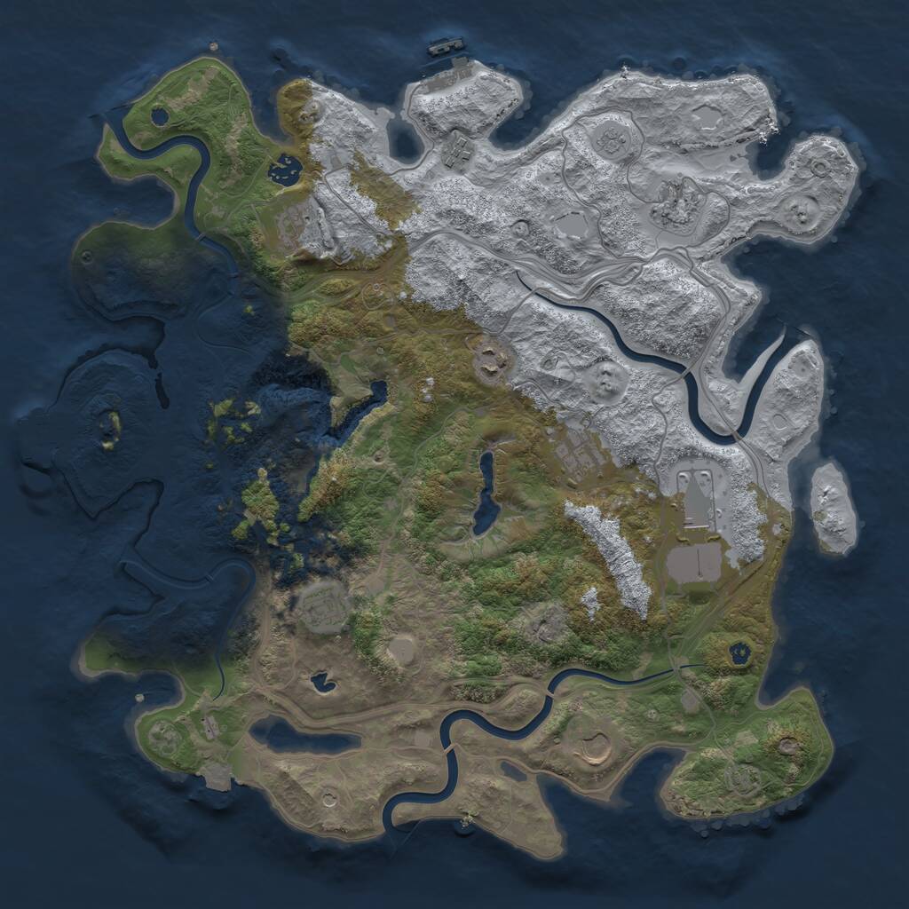 Rust Map: Procedural Map, Size: 4250, Seed: 1258711046, 15 Monuments