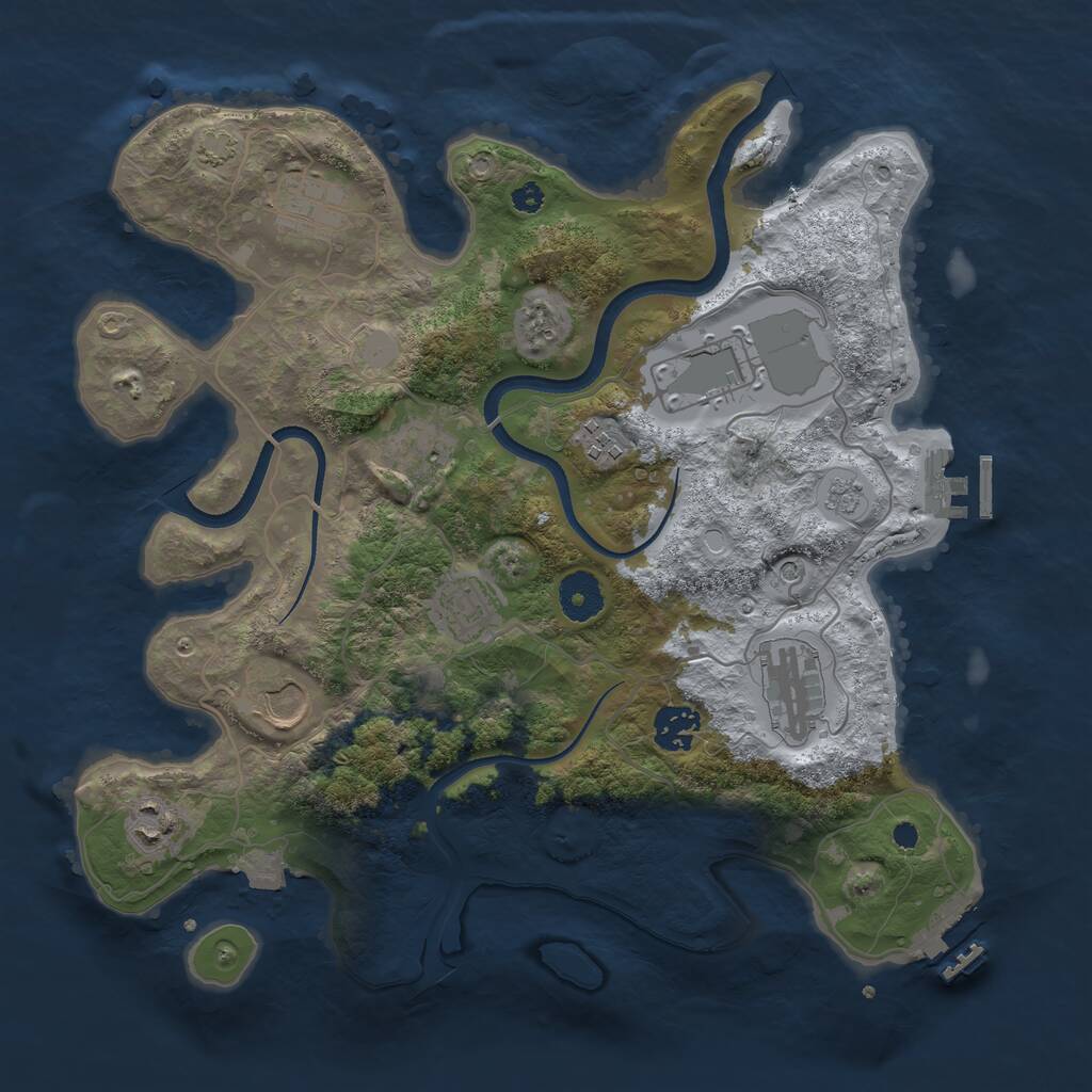 Rust Map: Procedural Map, Size: 3500, Seed: 1137430861, 15 Monuments
