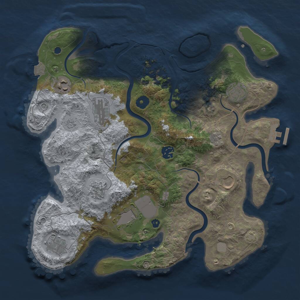 Rust Map: Procedural Map, Size: 3500, Seed: 809951173, 14 Monuments