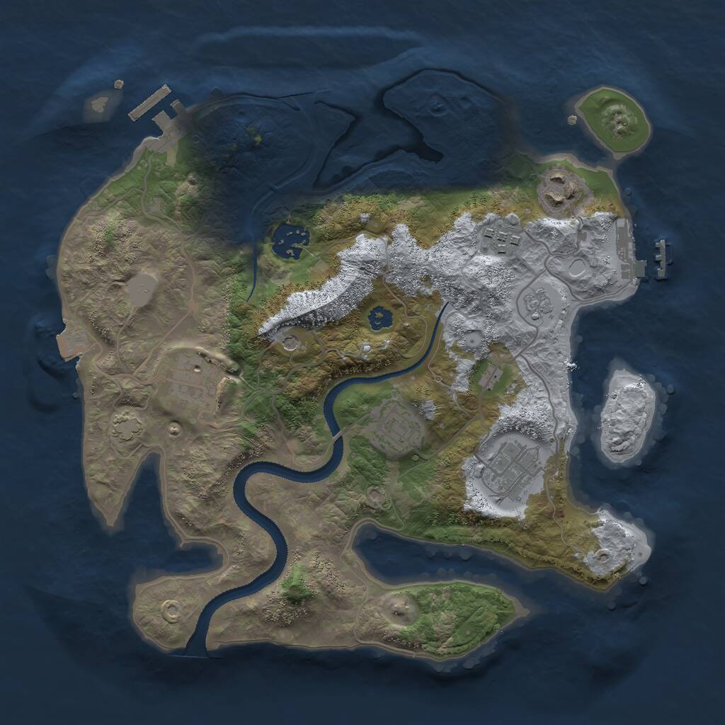 Rust Map: Procedural Map, Size: 3000, Seed: 1144439226, 12 Monuments