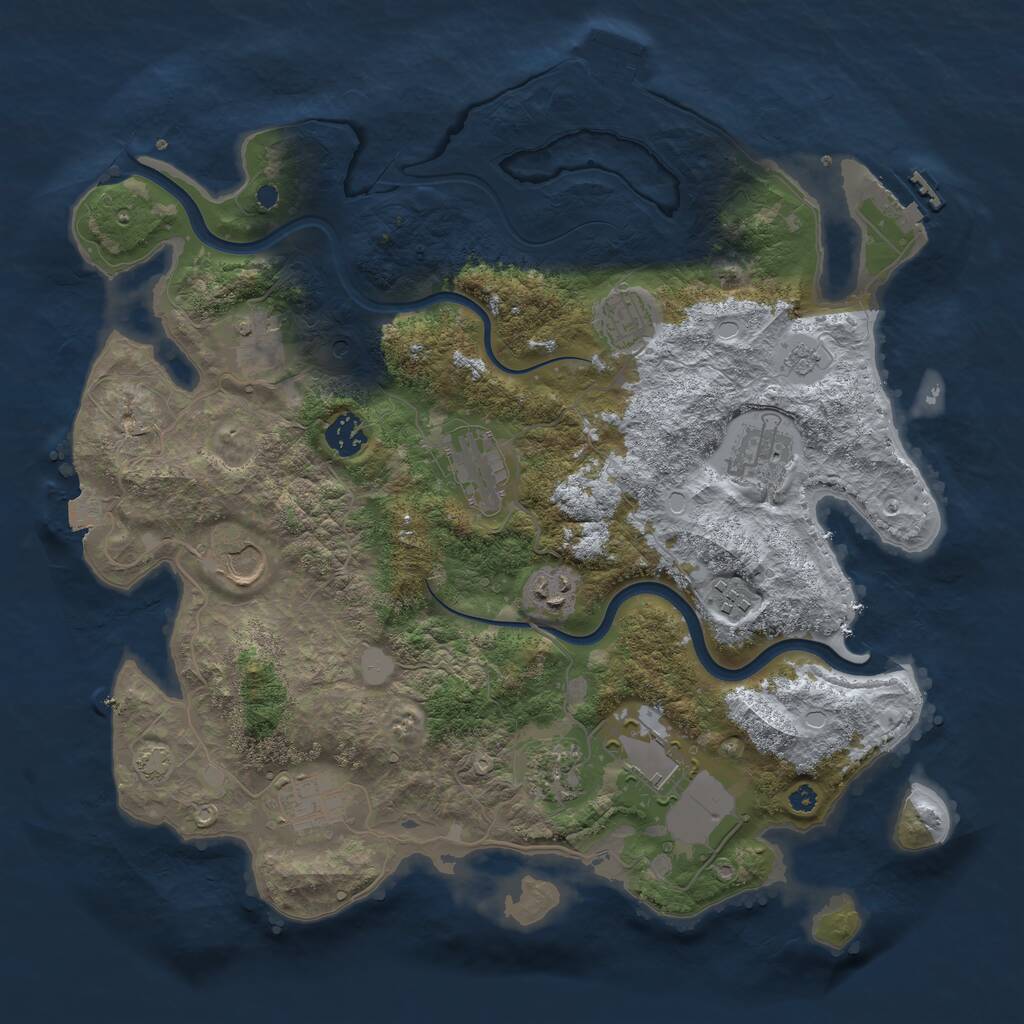 Rust Map: Procedural Map, Size: 3800, Seed: 1842299160, 17 Monuments