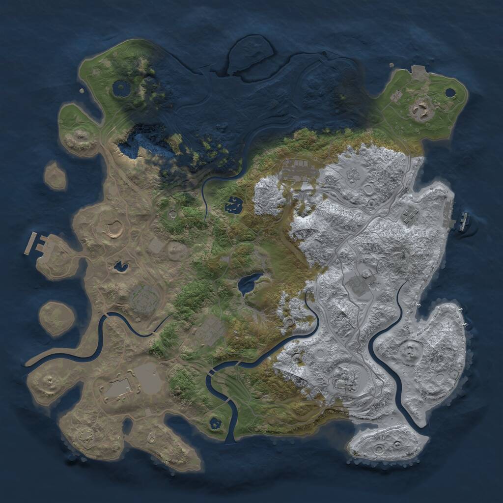 Rust Map: Procedural Map, Size: 4250, Seed: 438165717, 16 Monuments