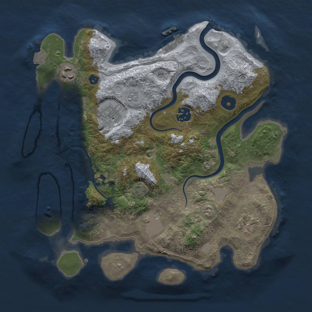 Rust Map: Procedural Map, Size: 3200, Seed: 417993331, 10 Monuments