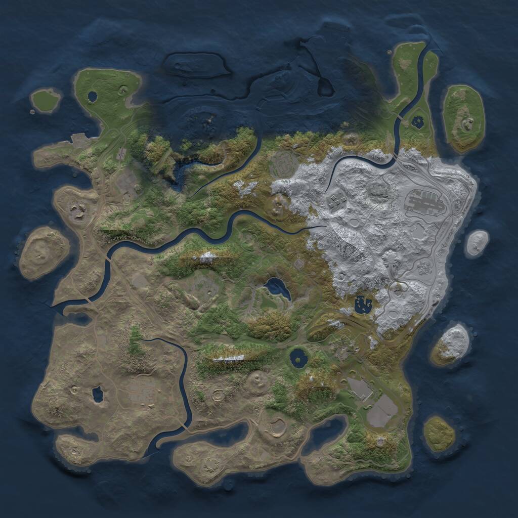 Rust Map: Procedural Map, Size: 4250, Seed: 74631175, 16 Monuments