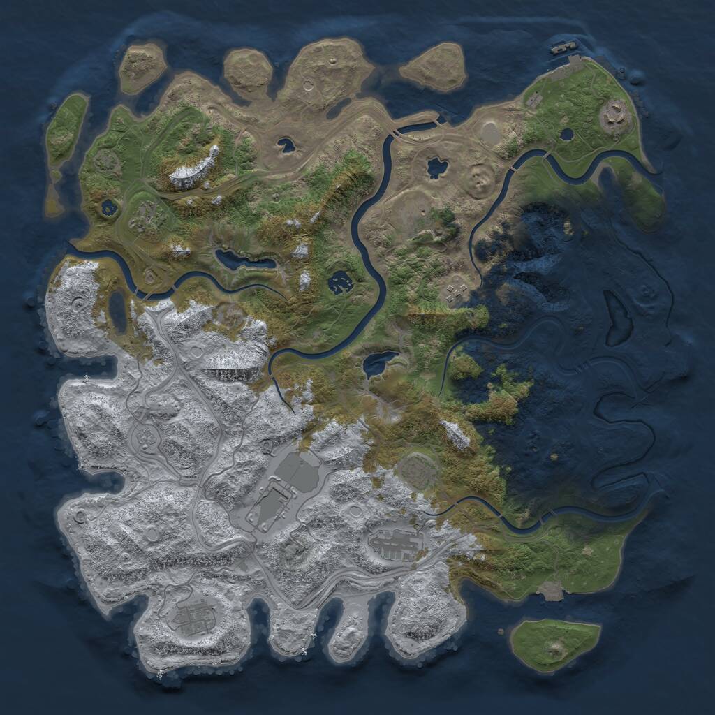 Rust Map: Procedural Map, Size: 4500, Seed: 654269700, 15 Monuments