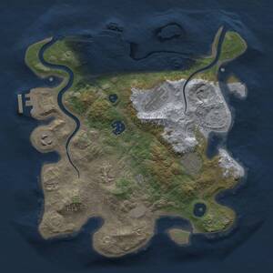 Thumbnail Rust Map: Procedural Map, Size: 3000, Seed: 1680777586, 11 Monuments