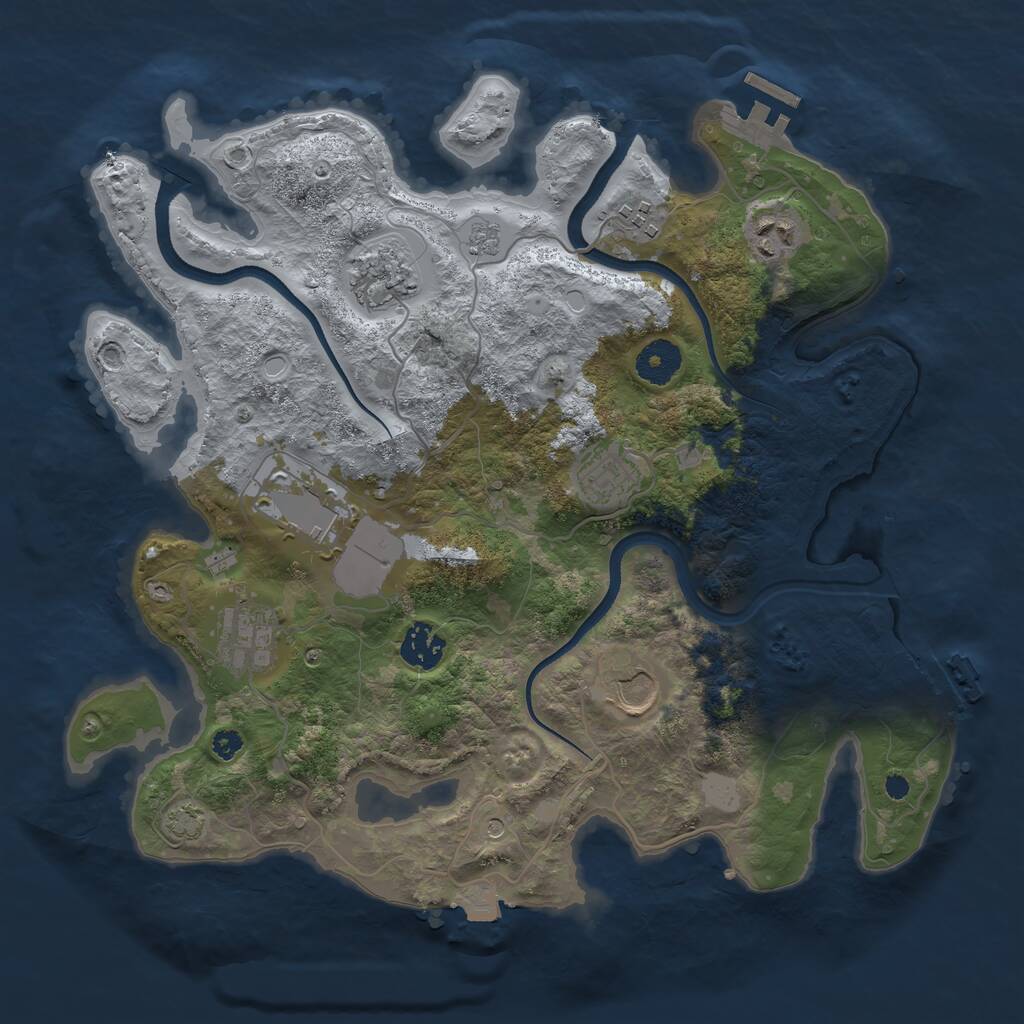 Rust Map: Procedural Map, Size: 3500, Seed: 1143244937, 14 Monuments