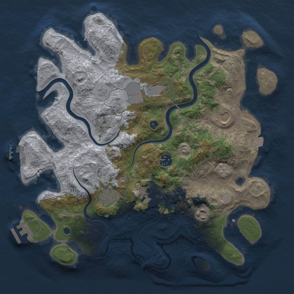Rust Map: Procedural Map, Size: 3600, Seed: 664815, 13 Monuments
