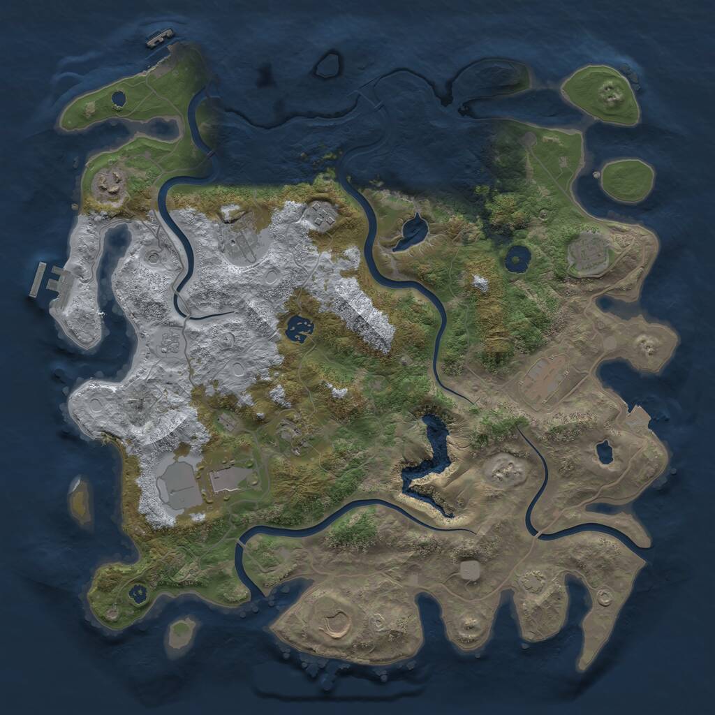 Rust Map: Procedural Map, Size: 4000, Seed: 998213, 15 Monuments