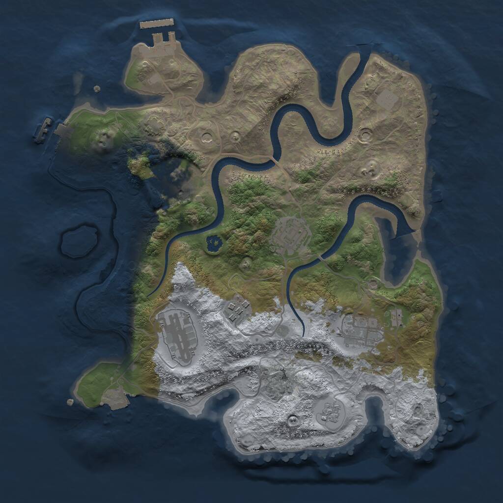 Rust Map: Procedural Map, Size: 3000, Seed: 2020107250, 11 Monuments