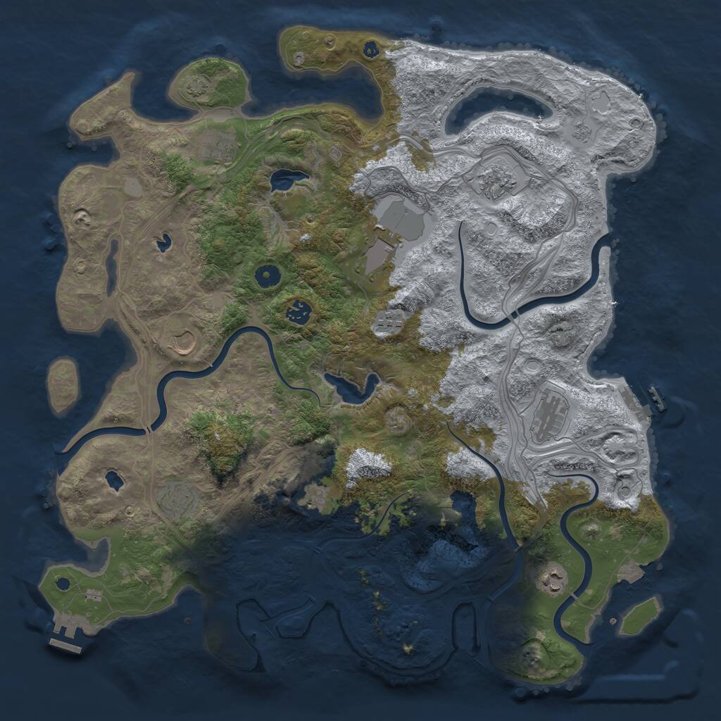 Rust Map: Procedural Map, Size: 4500, Seed: 2001155, 16 Monuments