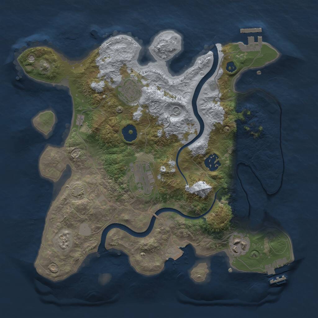 Rust Map: Procedural Map, Size: 3000, Seed: 1089975616, 9 Monuments