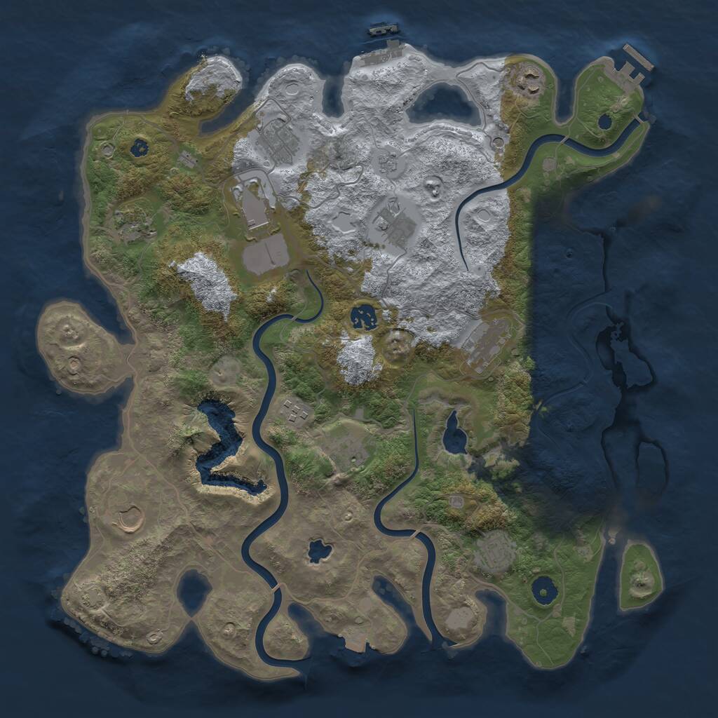 Rust Map: Procedural Map, Size: 4050, Seed: 294803709, 17 Monuments