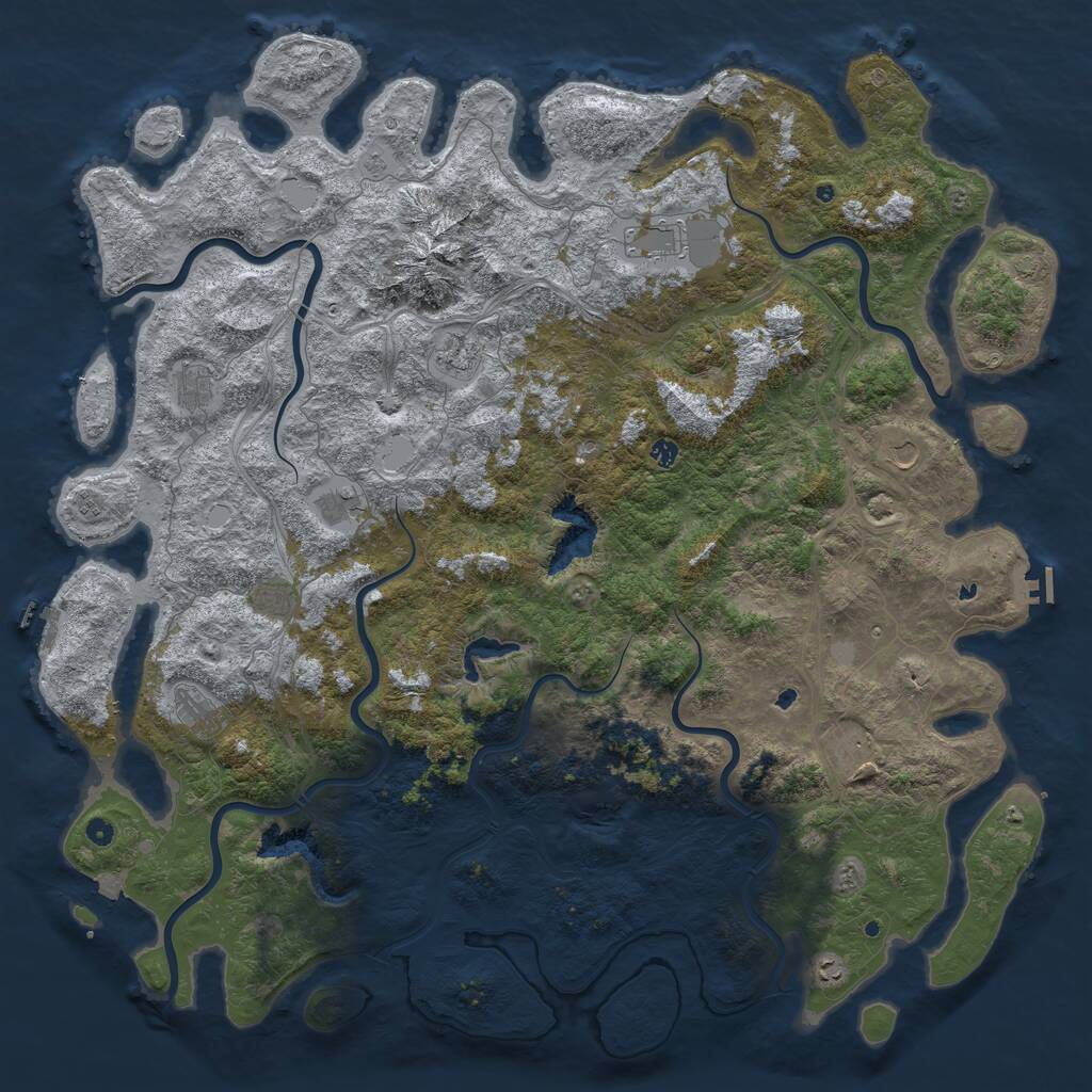Rust Map: Procedural Map, Size: 6000, Seed: 1686125734, 17 Monuments