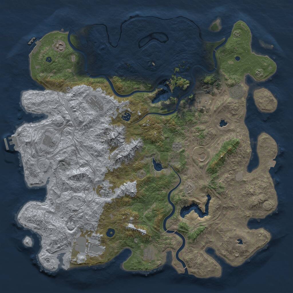 Rust Map: Procedural Map, Size: 5000, Seed: 933293216, 17 Monuments