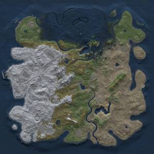 Thumbnail Rust Map: Procedural Map, Size: 5000, Seed: 933293216, 17 Monuments