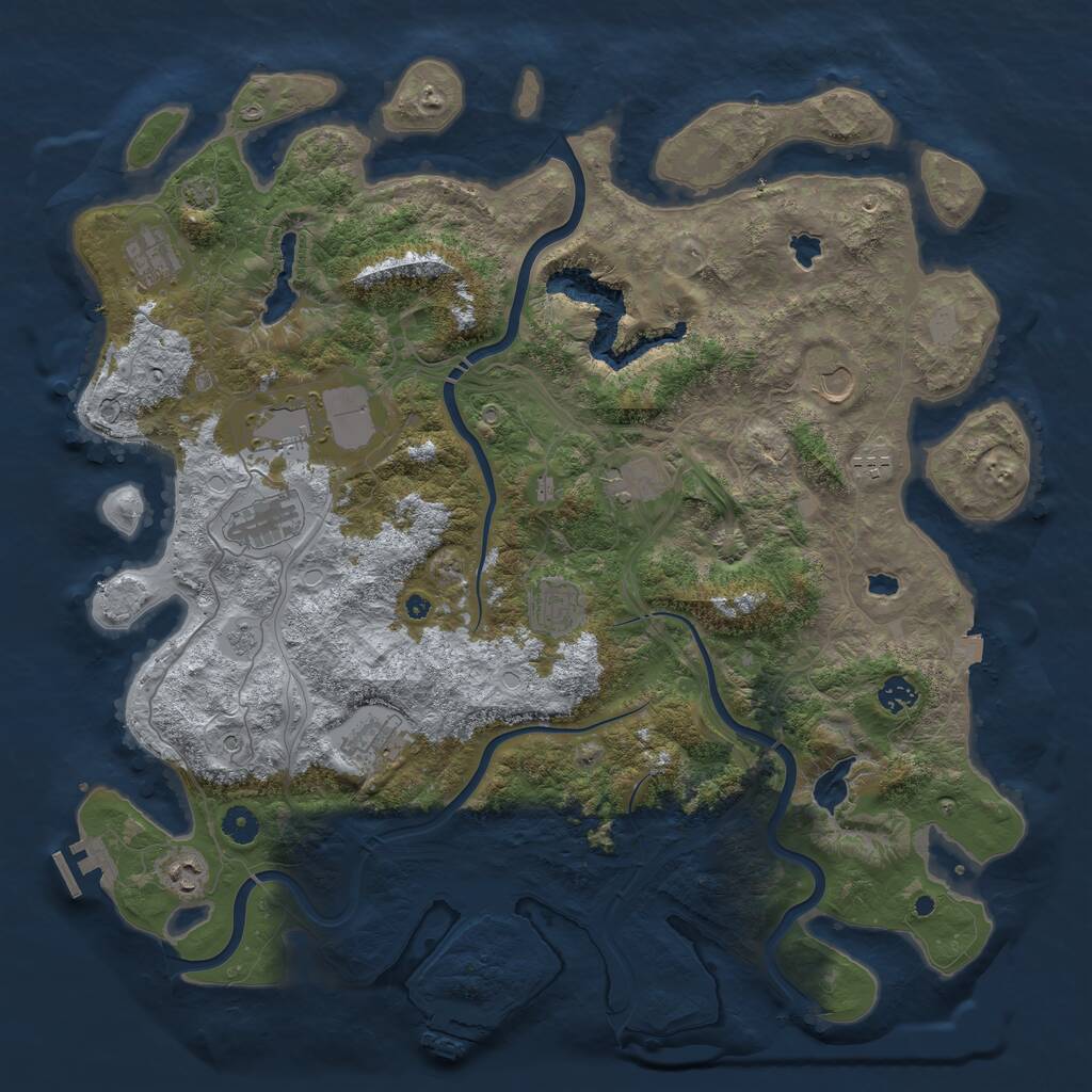 Rust Map: Procedural Map, Size: 4500, Seed: 1514087427, 16 Monuments