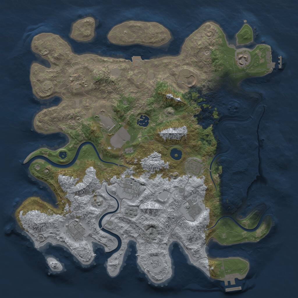 Rust Map: Procedural Map, Size: 3800, Seed: 1393877724, 16 Monuments