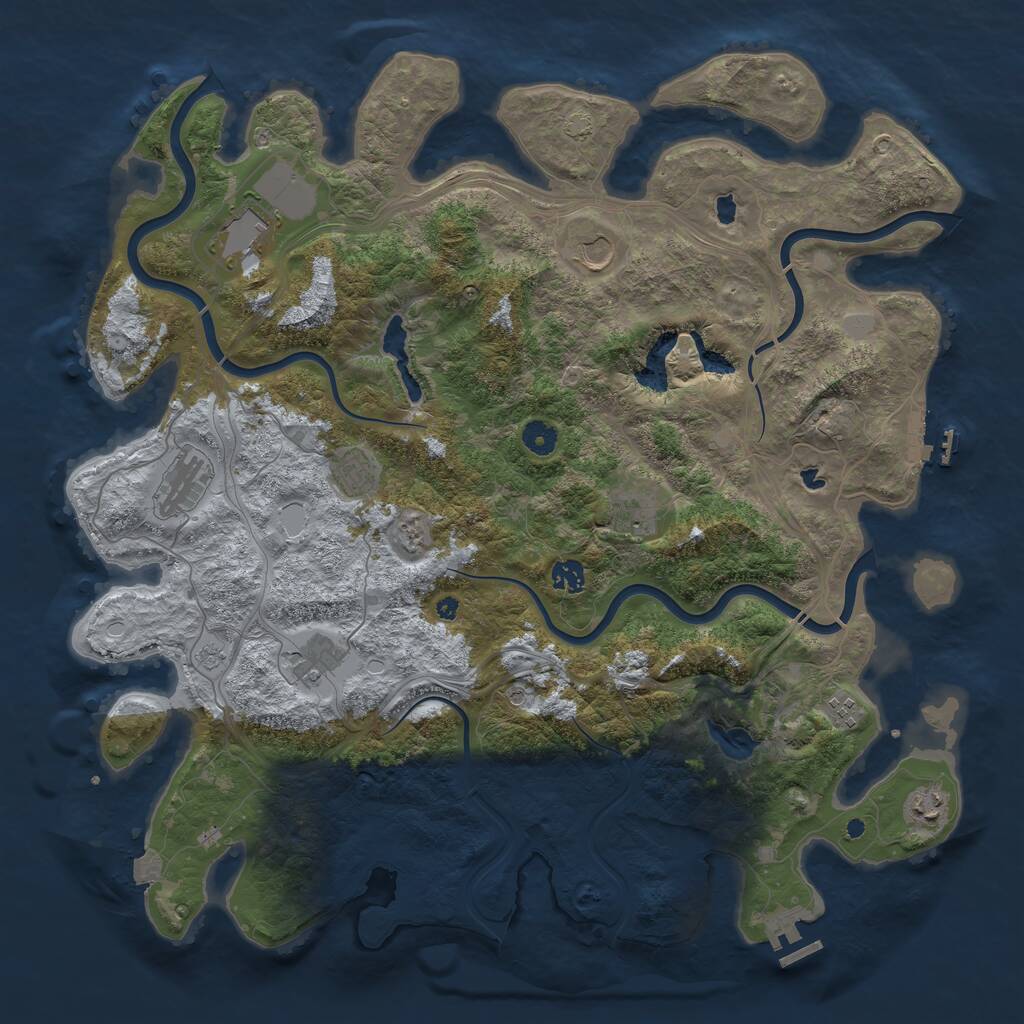 Rust Map: Procedural Map, Size: 4500, Seed: 827364, 15 Monuments