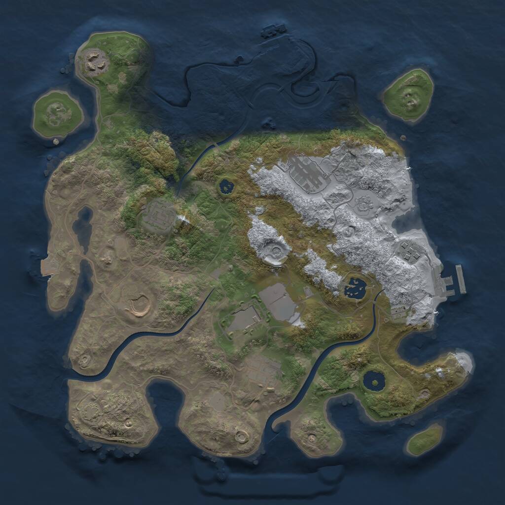 Rust Map: Procedural Map, Size: 3500, Seed: 893533, 14 Monuments