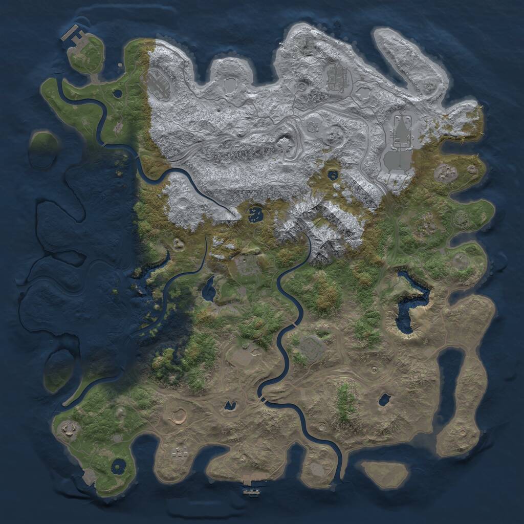 Rust Map: Procedural Map, Size: 5015, Seed: 1, 17 Monuments