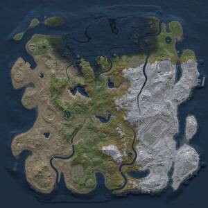 Thumbnail Rust Map: Procedural Map, Size: 4500, Seed: 11312332, 15 Monuments