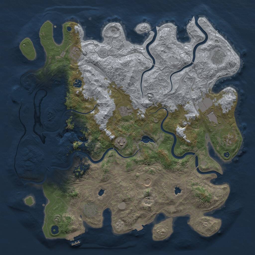 Rust Map: Procedural Map, Size: 4500, Seed: 226195481, 16 Monuments