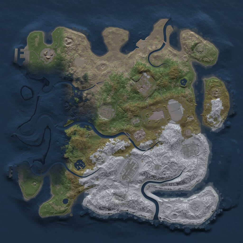 Rust Map: Procedural Map, Size: 3500, Seed: 1301899890, 14 Monuments
