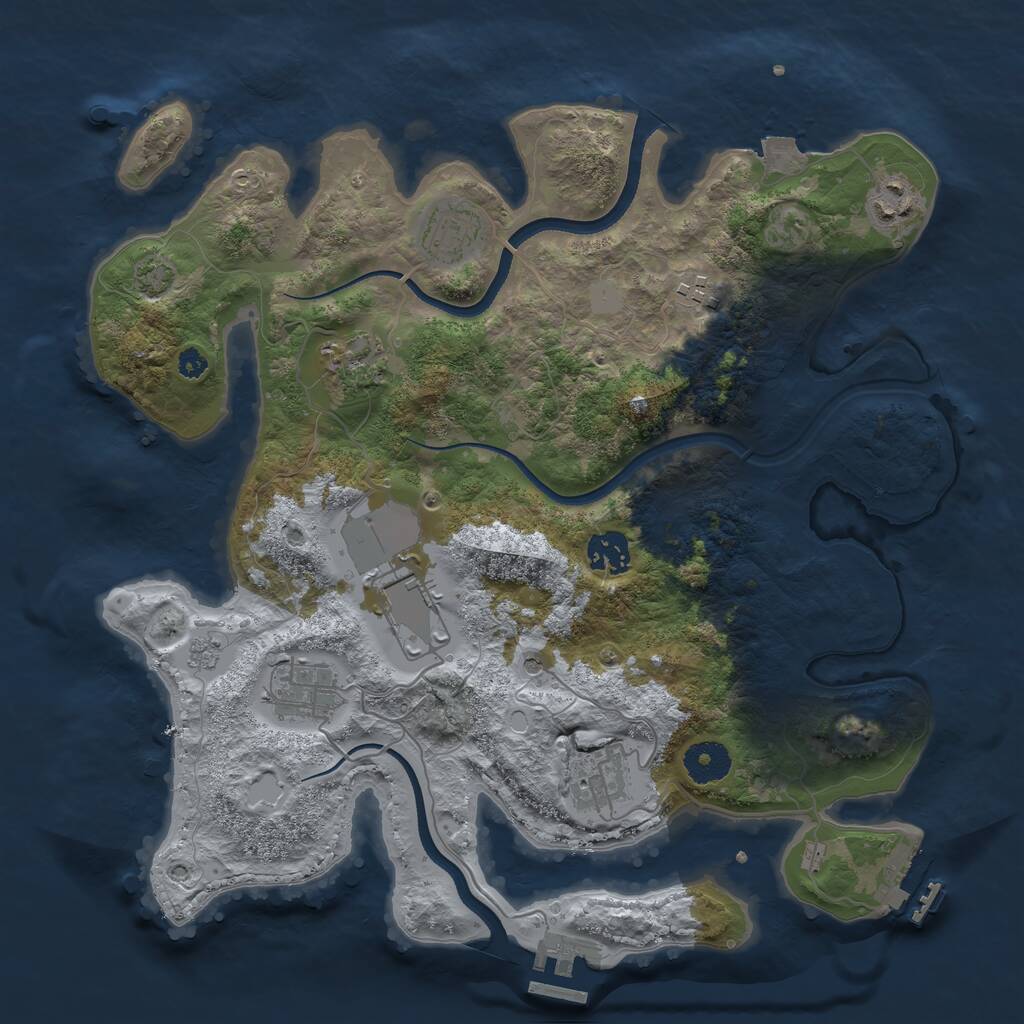 Rust Map: Procedural Map, Size: 3500, Seed: 15051, 14 Monuments