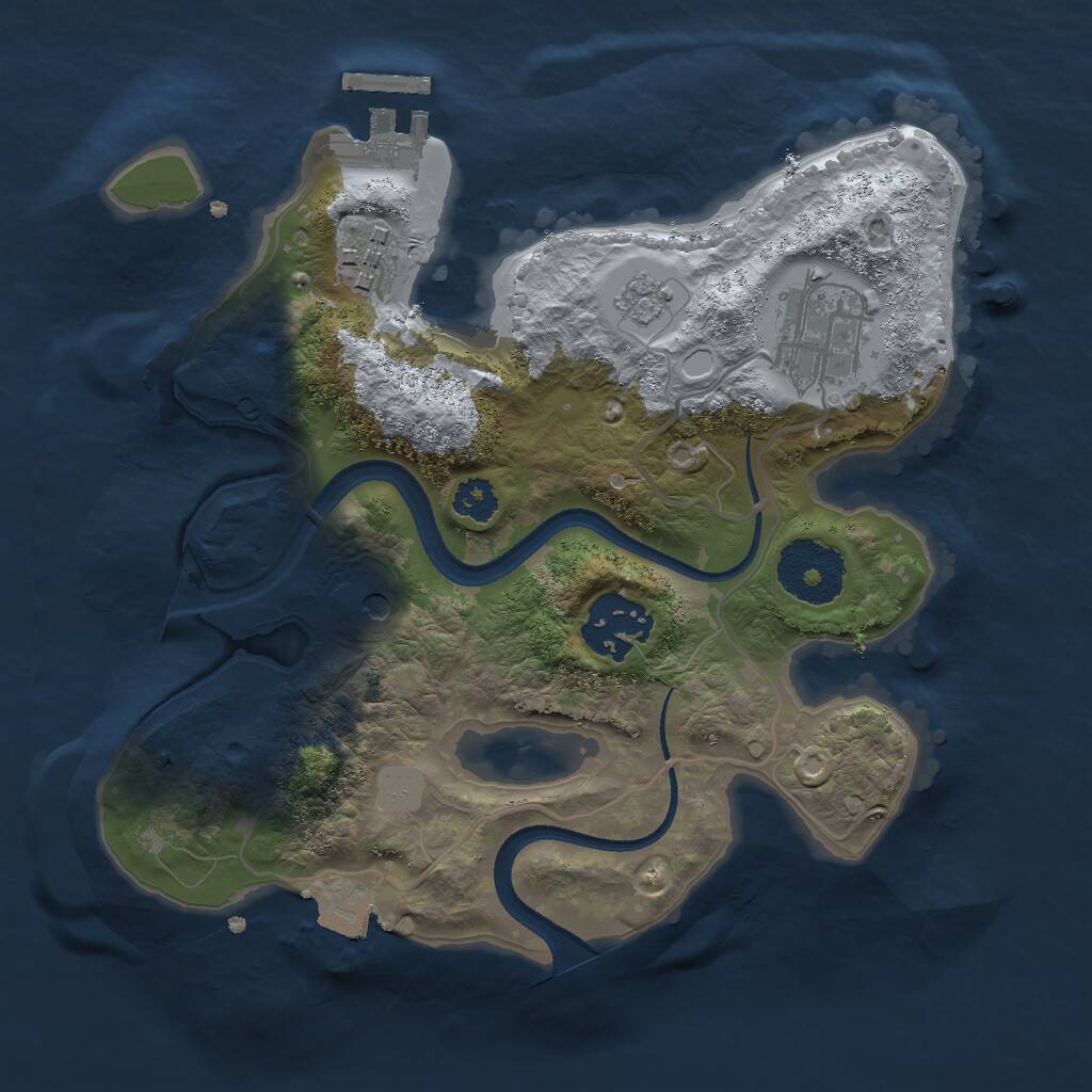 Rust Map: Procedural Map, Size: 2500, Seed: 748291703, 7 Monuments